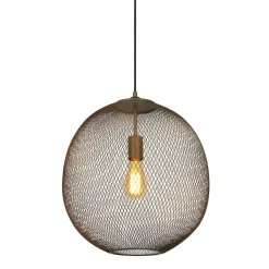 Hanglamp Maroggia bruin rond 40cm koper 1-lichts Hanglamp