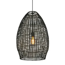 Best Hanglamp Orcia rond 46 cm rotan zwart Hanglamp