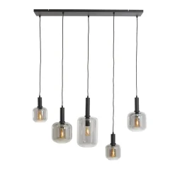 Outlet Hanglamp Peglio glas smoke zwart 5-lichts Hanglamp