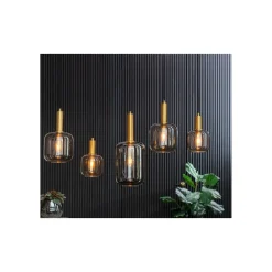 New Hanglamp Peglio glas smoke antiek brons 5-lichts Hanglamp