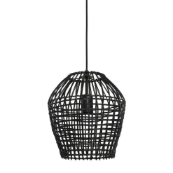 Clearance Hanglamp Scarperio rond 28 cm rotan zwart Hanglamp