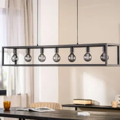 Best Hanglamp Tiamo zwart staal 7-lichts Hanglamp