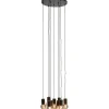 Hot Hanglamp Trecate mat zwart 9-lichts rond Hanglamp