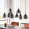 Hanglamp zwart smoke glas 8-lichts - Lungo Hanglamp