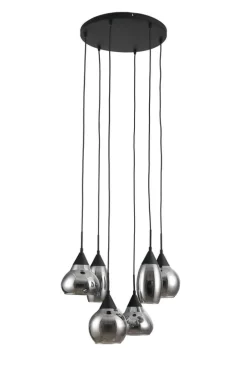 New Hanglamp zwart smoke glas 6-lichts - Lungo Hanglamp