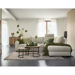 Outlet Hoekbank rechts Florance HR koudschuim zandbeige relaxfunctie Hoekbank