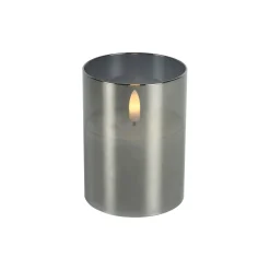 Sale Kaars Caposele Led small grijs glas rond Kaarsen