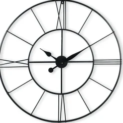 Clearance Klok Nimar metaal rond 80cm zwart strak dessin 63 Klokken
