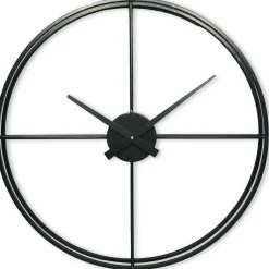 Discount Klok Nimar metaal rond 60cm zwart strak dessin 60 Klokken