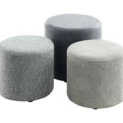 Poef Roby 40 cm grijs rond Poefs En Krukjes