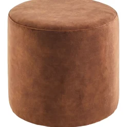 Clearance Poef Roby 40 cm velvet bruin rond Poefs En Krukjes