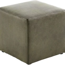 New Poef Roby 40x40 cm microleder groen vierkant Poefs En Krukjes