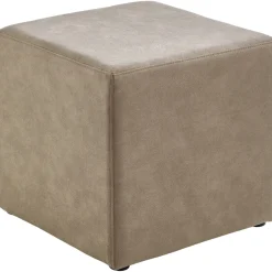 Outlet Poef Roby 45x45 cm microvezel taupe vierkant Poefs En Krukjes