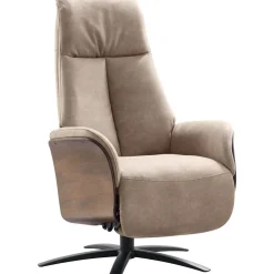 Clearance Relaxfauteuil Serio beige donker hout premium comfort Relaxfauteuil