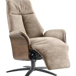 Clearance Relaxfauteuil Serio beige donker hout premium comfort Relaxfauteuil