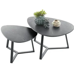 Discount Salontafel Lineto 64x80 cm organisch zwart keramiek Woonseries|Salontafel