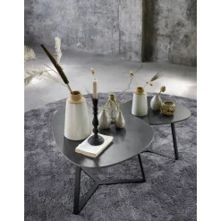 Discount Salontafel Lineto 64x80 cm organisch zwart keramiek Woonseries|Salontafel