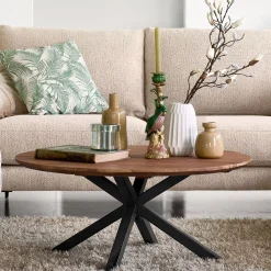Hot Salontafel Romaro teakhout 90 cm rond mix rough Woonseries|Salontafel