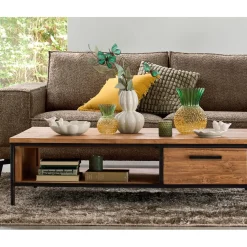 Outlet Salontafel Romaro teakhout 135x67 cm rechthoekig mix rough Woonseries|Salontafel