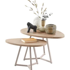 Salontafelset Locarnio 61 en 80 cm organisch misty oak Woonseries|Salontafel