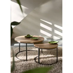 Clearance Salontafelset Lunata 55 en 75 cm rond barley Woonseries|Salontafel