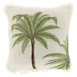 Outlet Sierkussen Antrona 45x45 cm wit palmboom Sierkussens