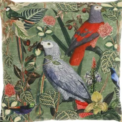 Outlet Sierkussen Puntamar papegaaien 45x45cm groen Sierkussens