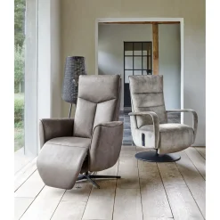 Hot Sta-op stoel Seduto elektrisch microleder bruin Relaxfauteuil