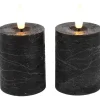Outlet Stompkaars Benevento Led zwart 5 cm rond set van 2 Kaarsen