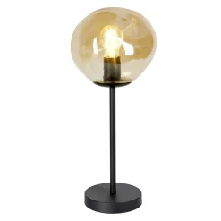 Hot Tafellamp Macato zwart amber glas 1-lichts Tafellamp