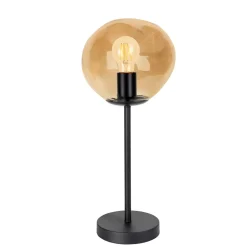 Hot Tafellamp Macato zwart amber glas 1-lichts Tafellamp