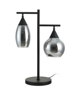 Clearance Tafellamp zwart smoke glas 2-lichts - Lungo Tafellamp