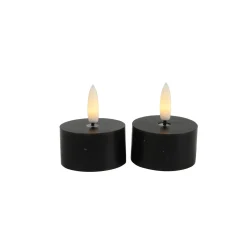 Best Theelicht Benevento Led zwart 4 cm rond set van 2 Kaarsen