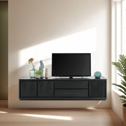 Best TV-meubel Lavio (203 cm) eiken zwart Woonseries|Tv-Meubel