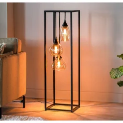 Sale Vloerlamp frame amber glas 3-lichts - Lungo Vloerlamp