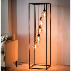 Sale Vloerlamp frame amber glas 5-lichts - Lungo Vloerlamp