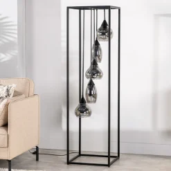 Outlet Vloerlamp frame smoke glas 5-lichts - Lungo Vloerlamp