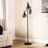 Outlet Vloerlamp zwart smoke glas 3-lichts - Lungo Vloerlamp