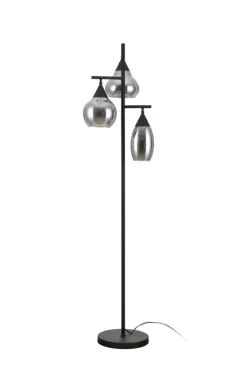 Outlet Vloerlamp zwart smoke glas 3-lichts - Lungo Vloerlamp