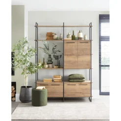 Clearance Wandkast Sistema 226x166x45 cm bruin Woonseries|Vakkenkast