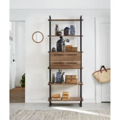 Best Wandkast Sistema 226x88x45 cm donkerbruin Woonseries|Vakkenkast