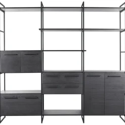 Best Wandkast Sistema 226x244x45 cm zwart Woonseries|Vakkenkast