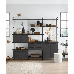 Best Wandkast Sistema 226x244x45 cm zwart Woonseries|Vakkenkast