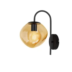 New Wandlamp Macato zwart amber glas 1-lichts Wandlamp