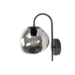 Best Wandlamp Macato zwart smoke glas 1-lichts Wandlamp