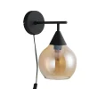 Outlet Wandlamp zwart amber glas 17,8 cm - Lungo Wandlamp
