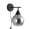 Online Wandlamp zwart smoke glas 17,8 cm - Lungo Wandlamp
