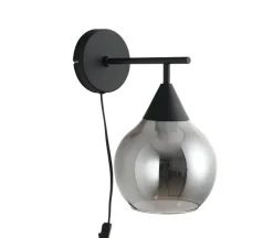 Online Wandlamp zwart smoke glas 17,8 cm - Lungo Wandlamp