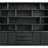 Hot Wandmeubel Lavio eiken 242 cm zwart Woonseries|Opbergkast
