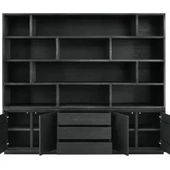 Hot Wandmeubel Lavio eiken 242 cm zwart Woonseries|Opbergkast